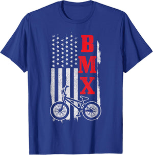 BMX American Flag Patriotic Bike T-Shirt - T-Shirt | Royal