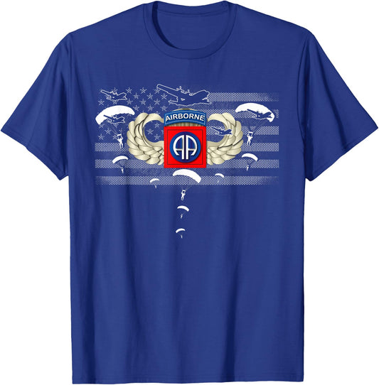 82nd Army Airborne Division Flag Patriotic , Veterans Day Women Men T-Shirt - T-Shirt | Royal