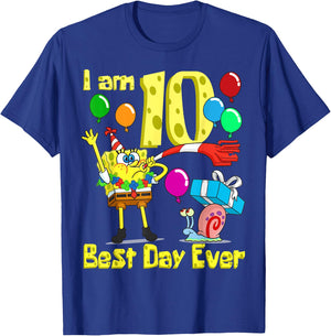 Mademark x SpongeBob SquarePants - SpongeBob I am 10 Years Old Birthday Party T-Shirt - T-Shirt | Royal