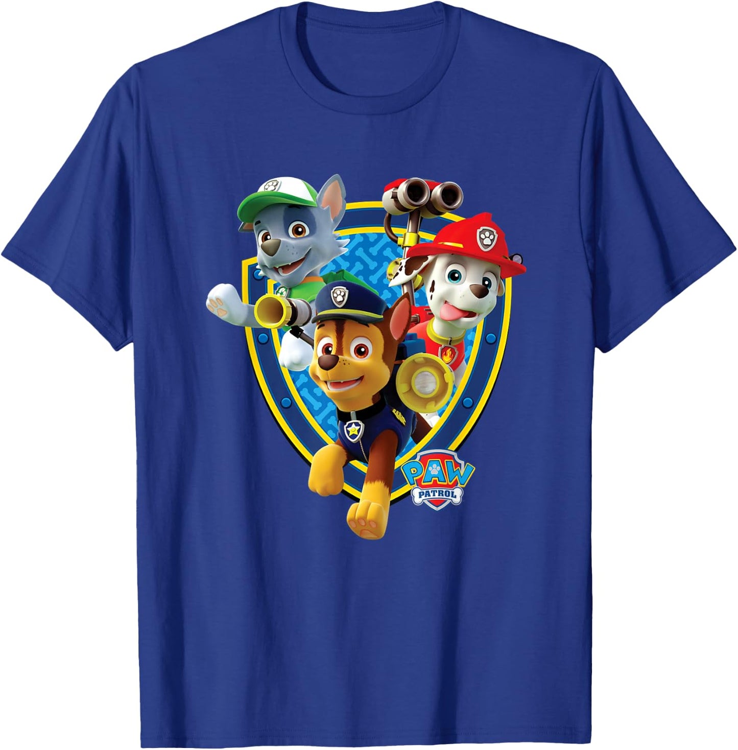 Badge With Chase, Rocky, & Marshall T-Shirt - T-Shirt | Royal