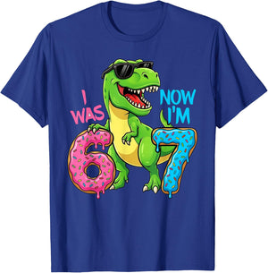 Ich war sechs, jetzt Bin ich Sieben, Dinosaurier 67, Meme, 7. Geburtstag T-Shirt - T-Shirt | Royal
