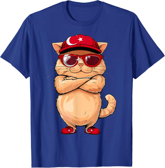 Turkish Flag Cat Mom Souvenirs Products Kitten Turkey T-Shirt - T-Shirt | Royal