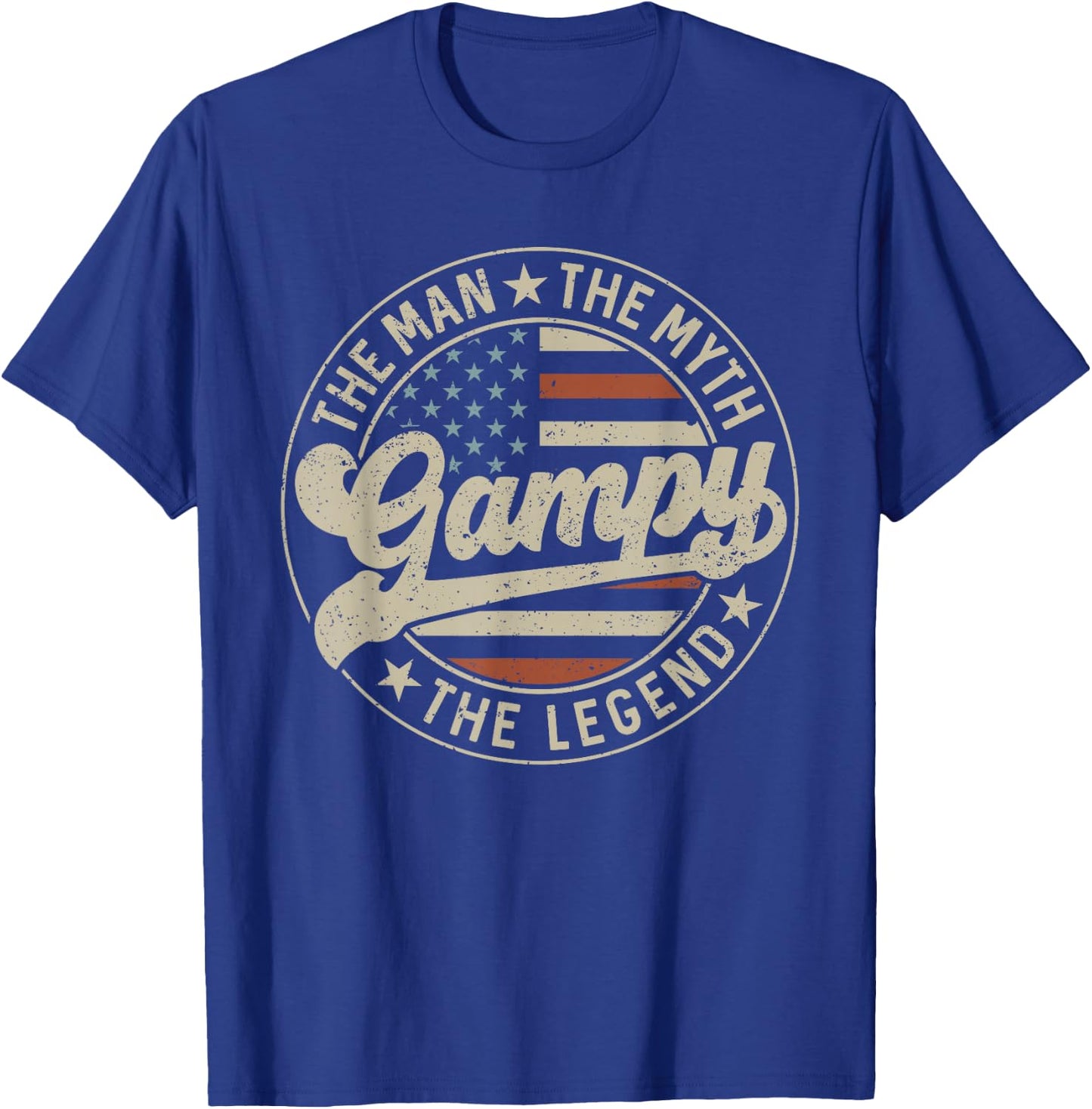 Gampy The Man The Myth The Legend Us Flag Father's Day T-Shirt - T-Shirt | Royal