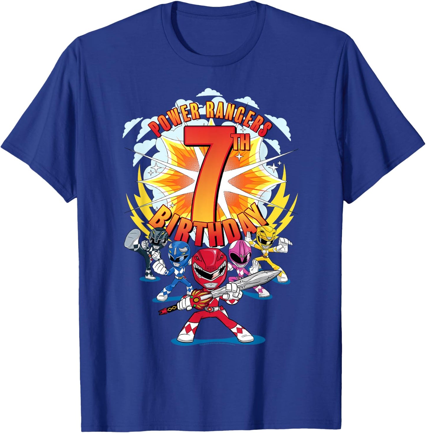 Power Rangers Awesome 7th Birthday Mini Action Shot T-Shirt - T-Shirt | Royal