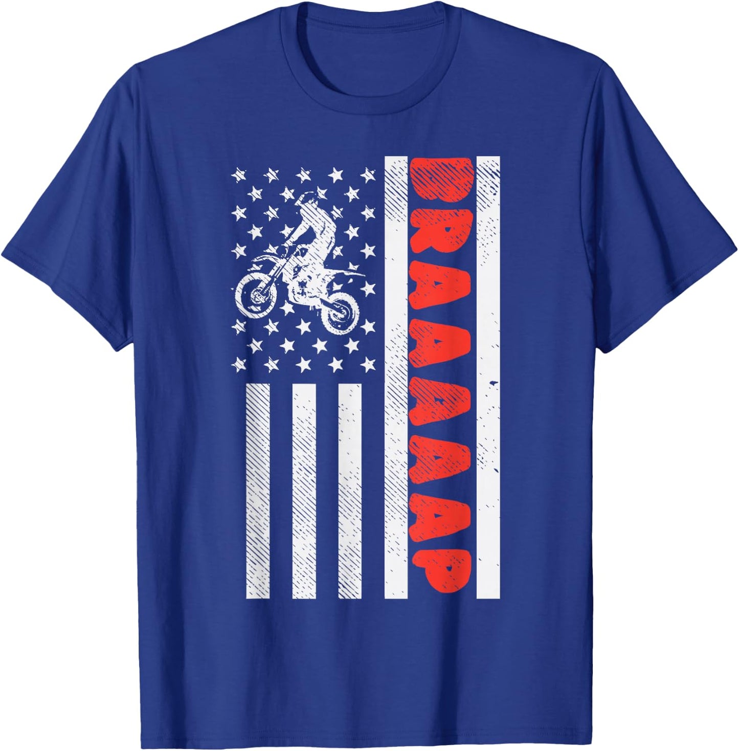 Dirt Bike American Flag Brap Motocross Motorcycle Race Gift Women Kids Men T-Shirt - T-Shirt | Royal