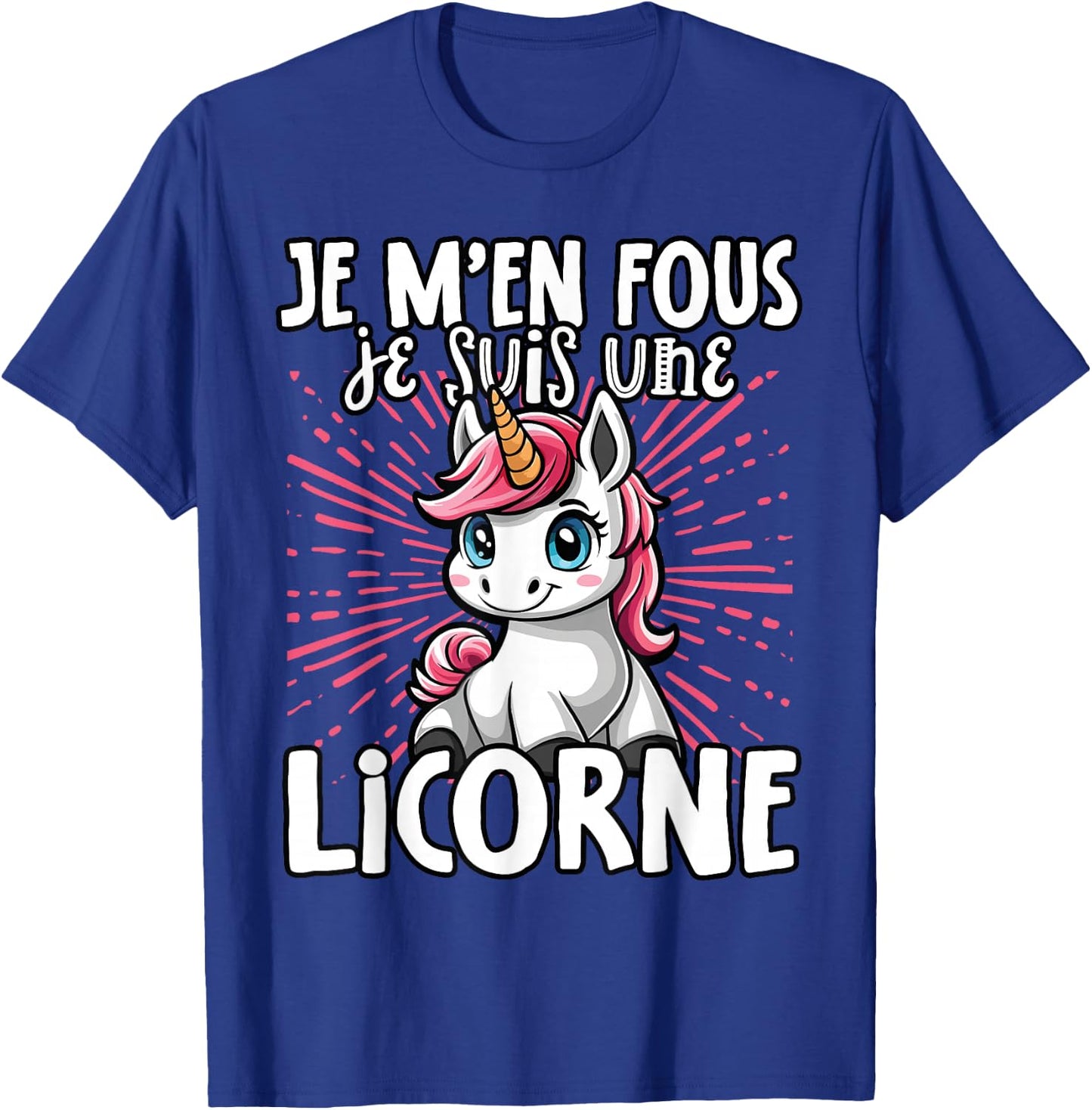 Je M'en Fous Je Suis Une Unicorn Soft , Black, S T-Shirt - T-Shirt | Royal