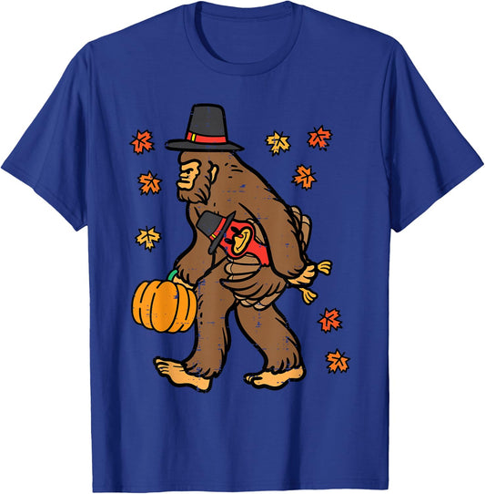 Thanksgiving Bigfoot Sasquatch Fall Autumn Men Women Kids T-Shirt - T-Shirt | Royal