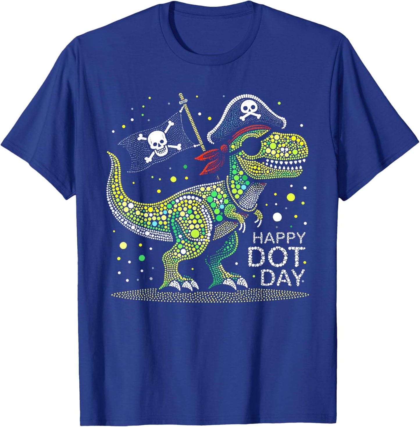 Happy Dot Day Pirate Dino Dinosaur Graphic Kids Boys 2024 T-Shirt - T-Shirt | Royal