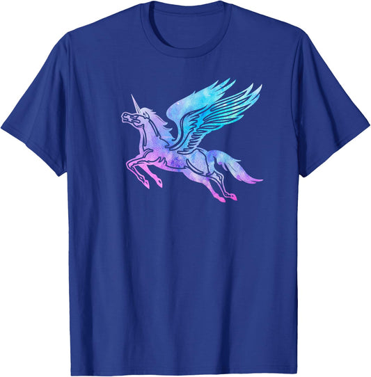 Unicorn Pegasus Flying Winged Horse Vintage Fantasy Graphic T-Shirt - T-Shirt | Royal