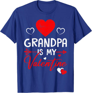 Family Matching Love Heart Grandpa Is My Valentine T-Shirt - T-Shirt | Royal