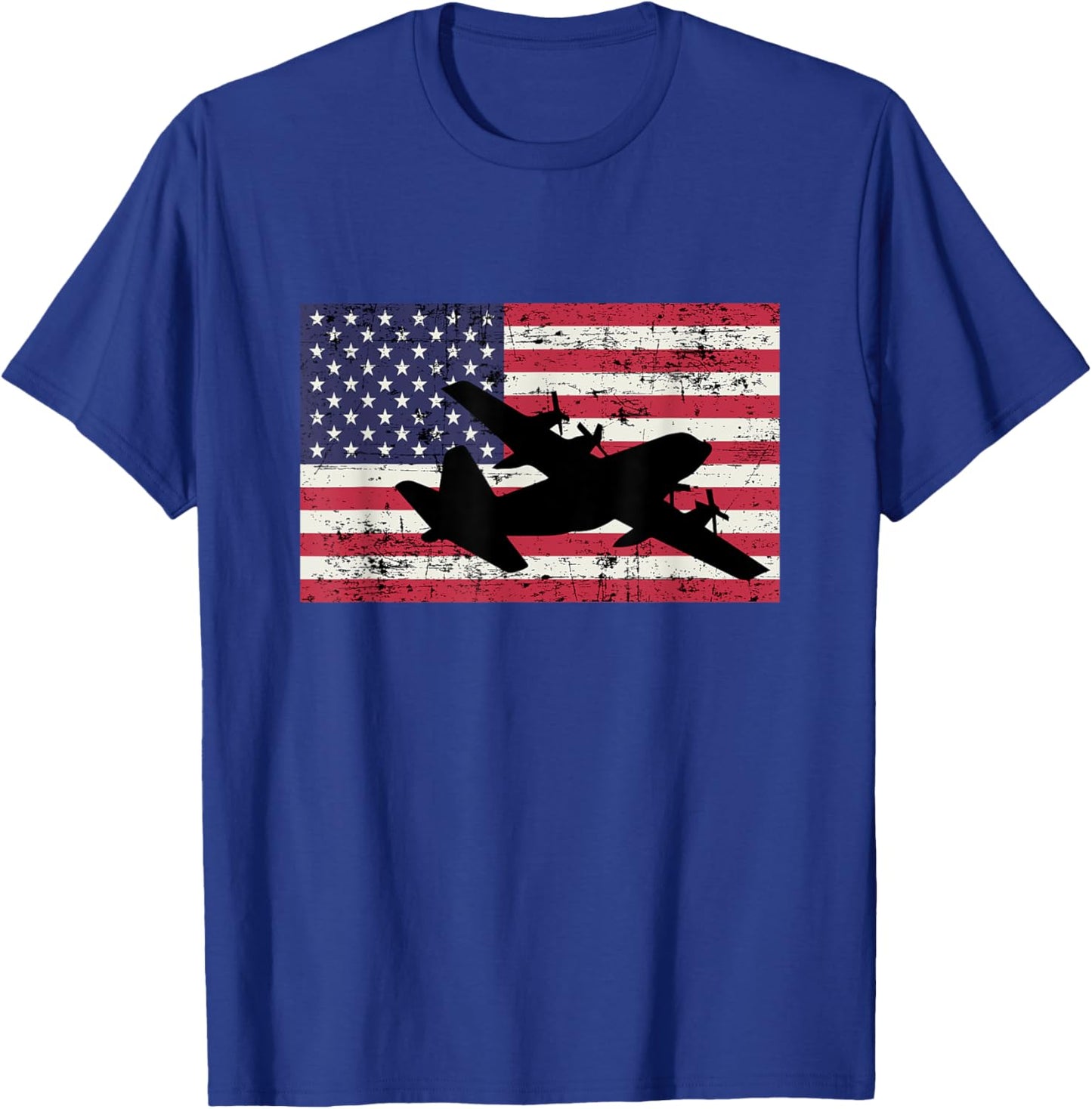 Patriotic C-130 Hercules airplane American flag Women Girls Kids Men T-Shirt - T-Shirt | Royal