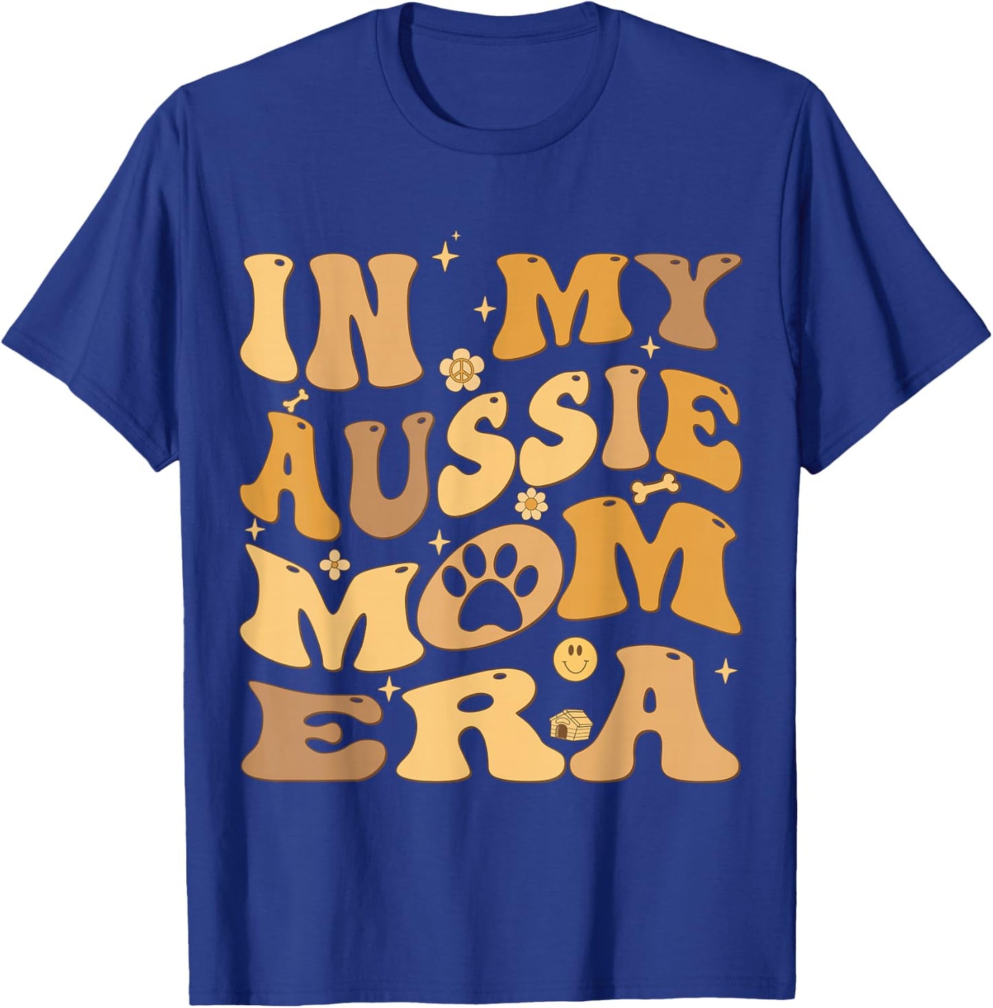 In My Aussie Mom Era Groovy Australian Shepherd Dog Owner T-Shirt - T-Shirt | Royal