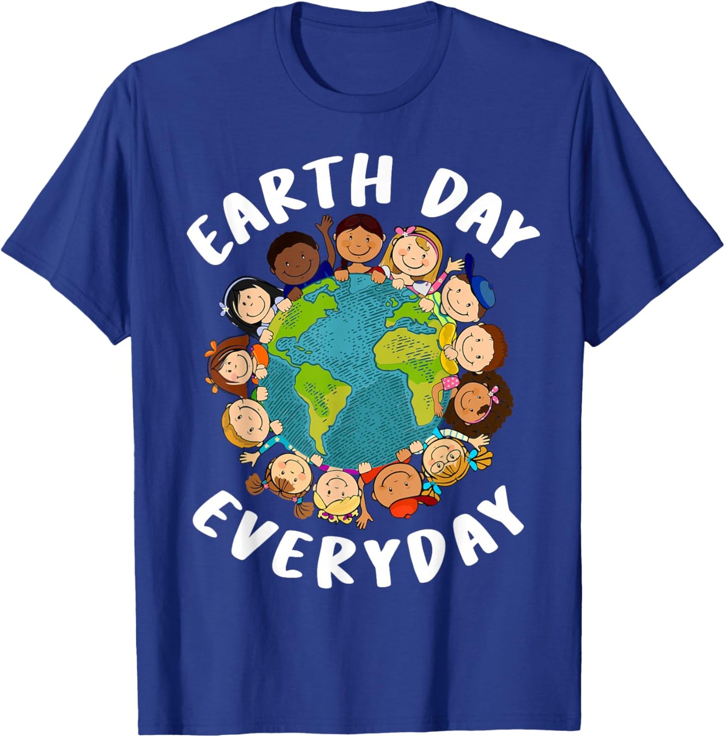 Earth Day Everyday Kids Girl Toddler Cute Earth Day T-Shirt - T-Shirt | Royal