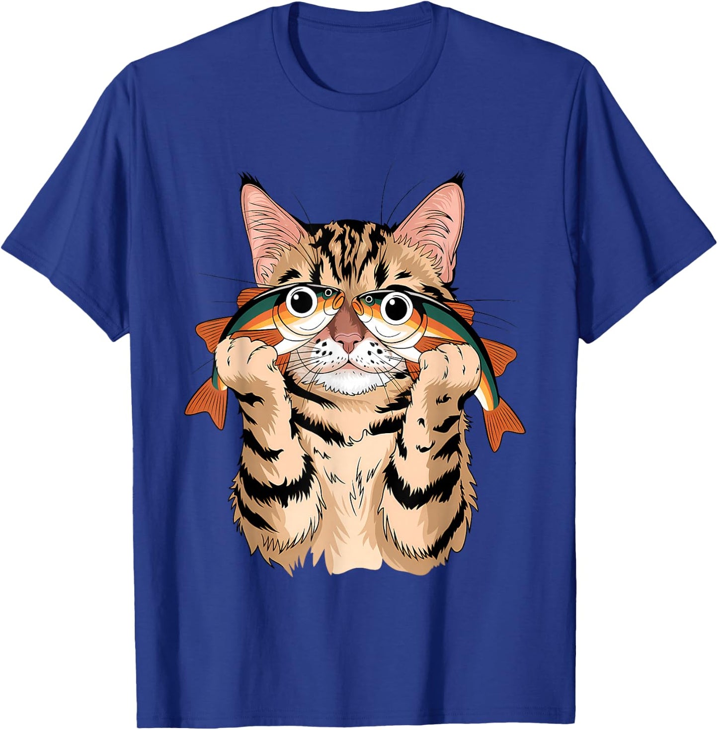 Retro Cute Cat Fish Art Eyes Fish Kitten Catfish Meow Funny T-Shirt - T-Shirt | Royal