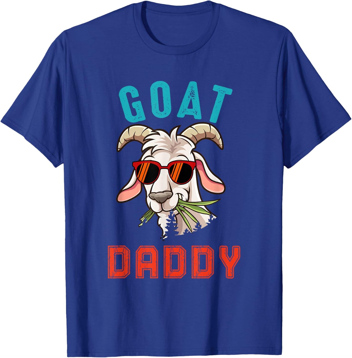 Vintage Goat Funny Daddy Cute Goat Sunglasses Farmer Family T-Shirt - T-Shirt | Royal