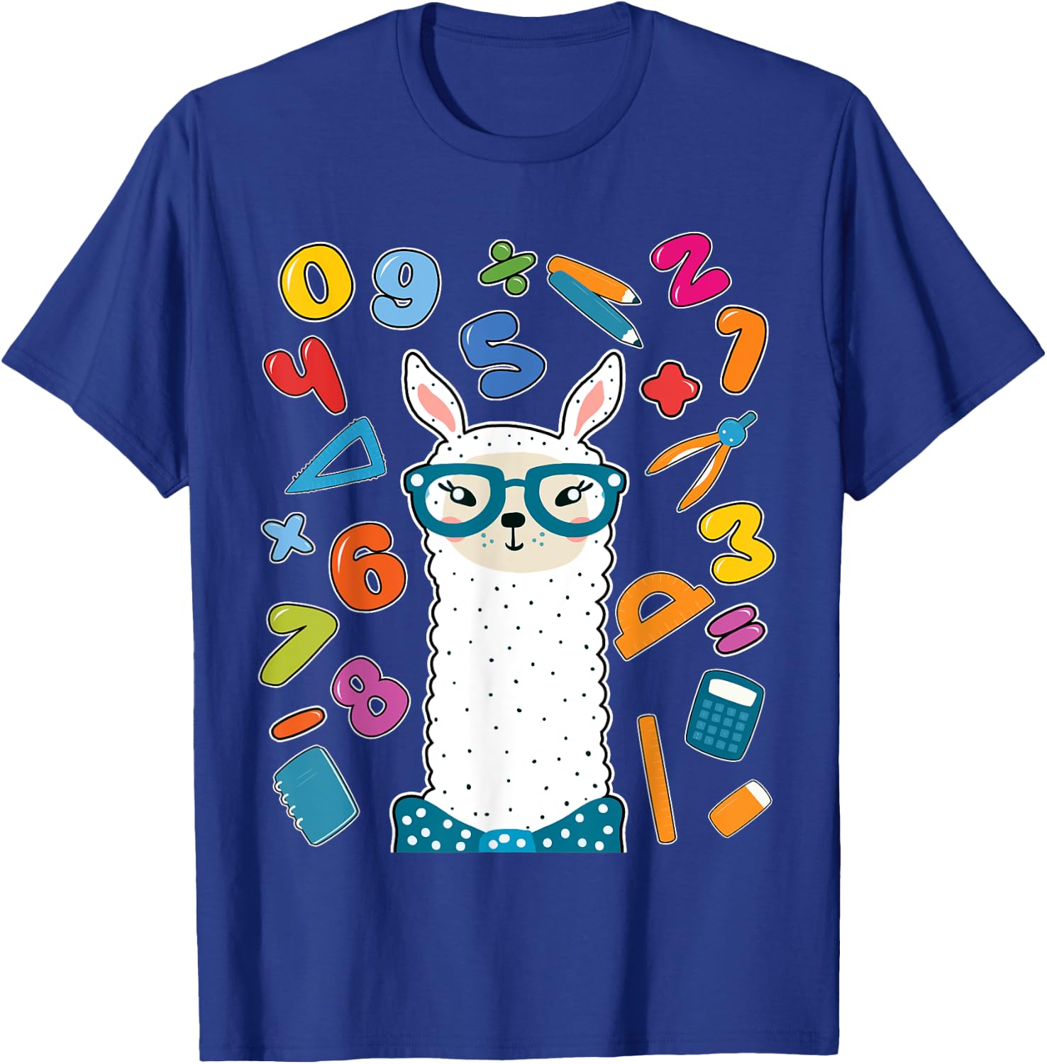 Cute llama alpaca Numbers Math day school teacher kids gift T-Shirt - T-Shirt | Royal