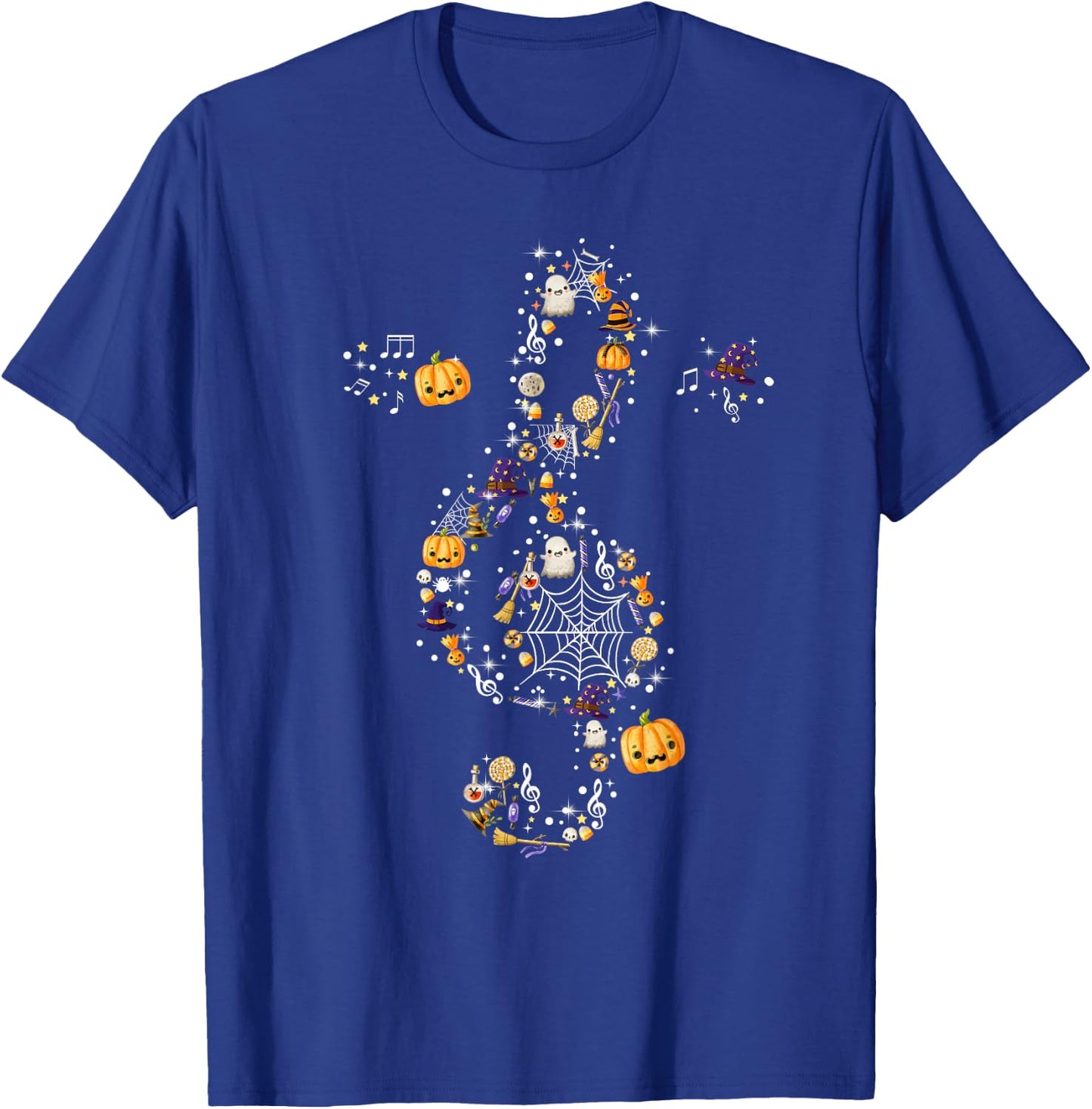 Music Note Symbol Halloween For Music Teacher Musicians T-Shirt - T-Shirt | Royal