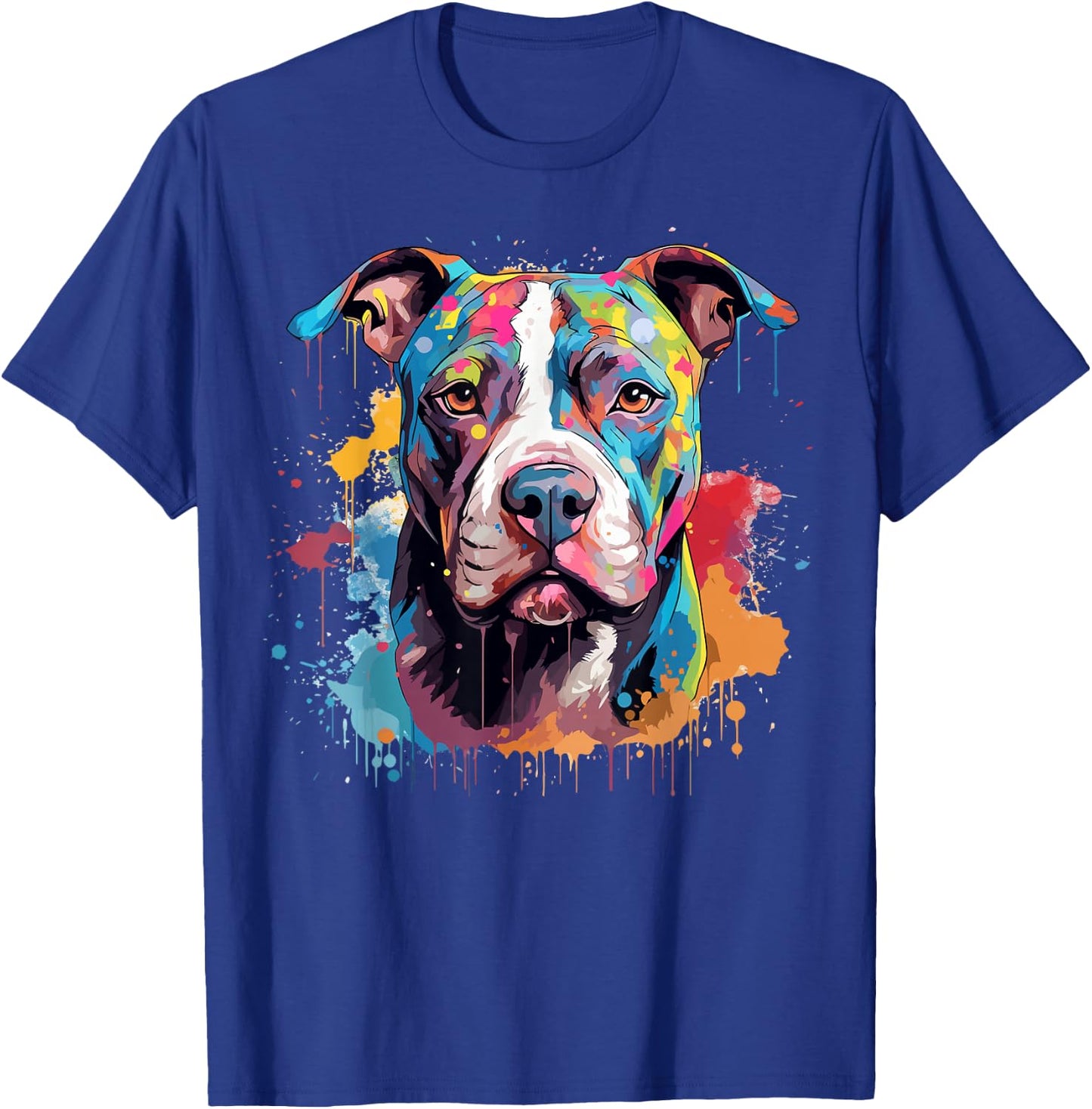 Colorful Splash Art Pitbull Dog T-Shirt - T-Shirt | Royal