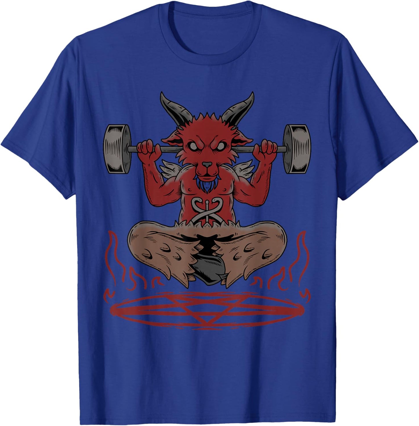 Lucifer Sigil Satanic Goat Weightlifting Occult Baphomet T-Shirt - T-Shirt | Royal
