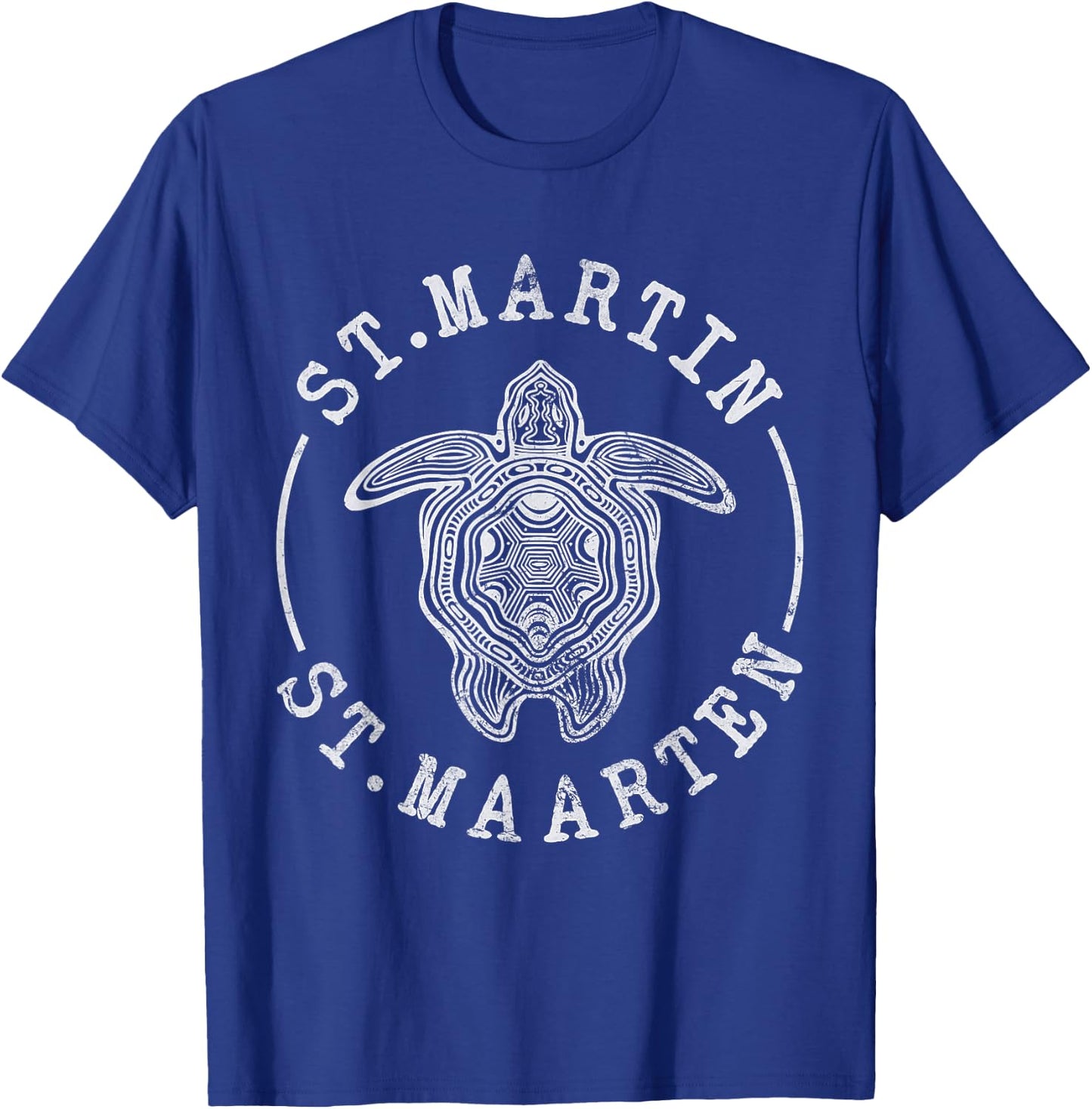 St. Martin St Maarten Turtle Caribbean Beach Vacation Grunge T-Shirt - T-Shirt | Royal