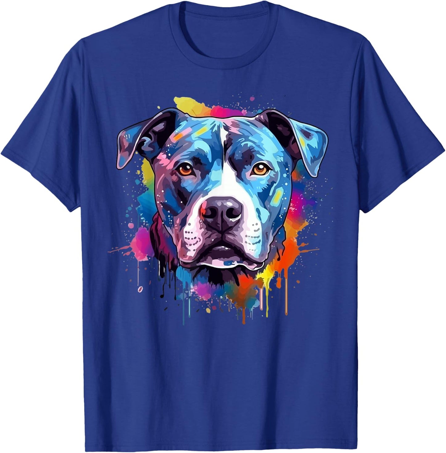 Colorful Pitbull Dog Splash Art T-Shirt - T-Shirt | Royal