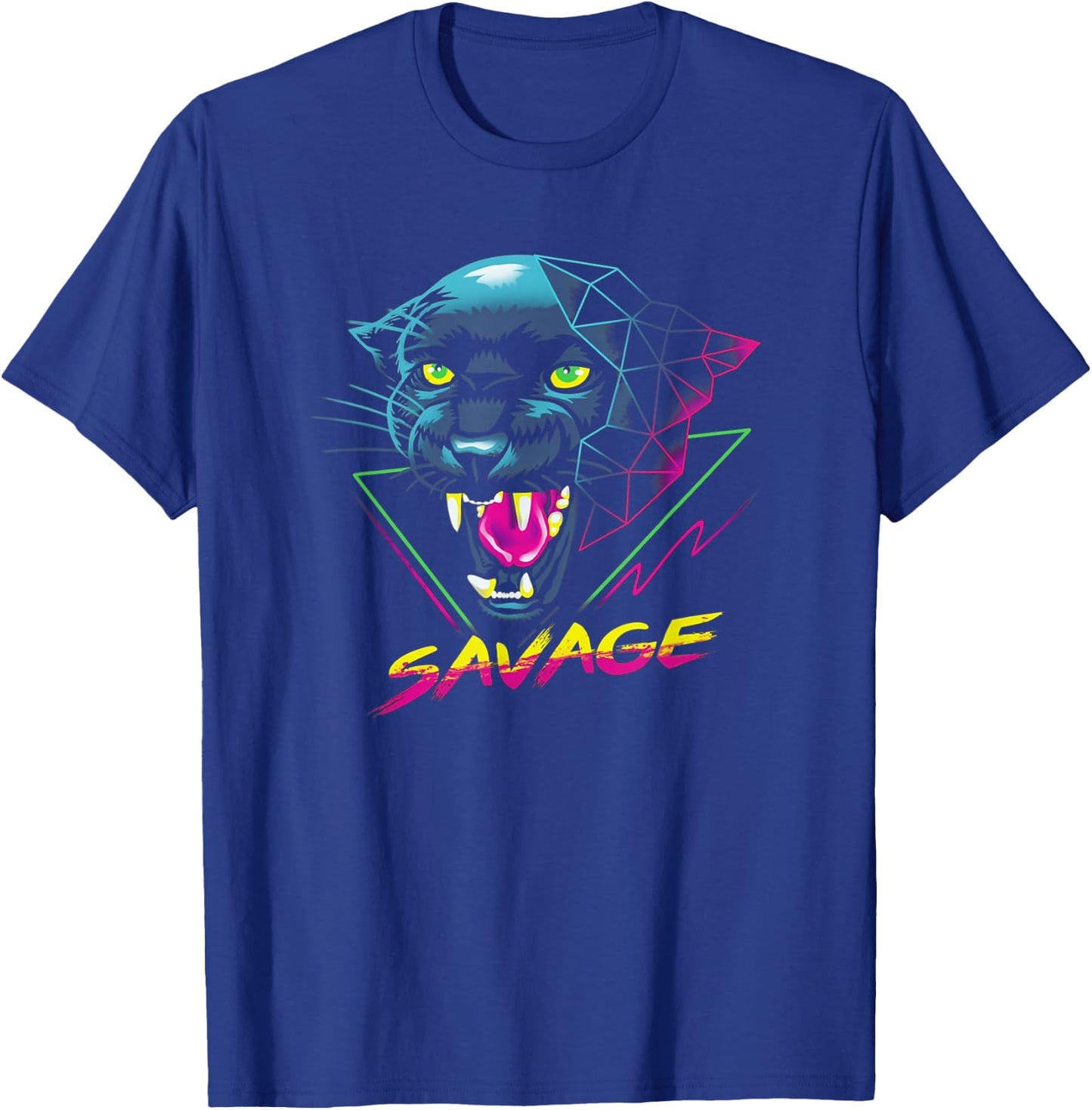 Savage - Panther Synthwave Retro Style T-Shirt - T-Shirt | Royal