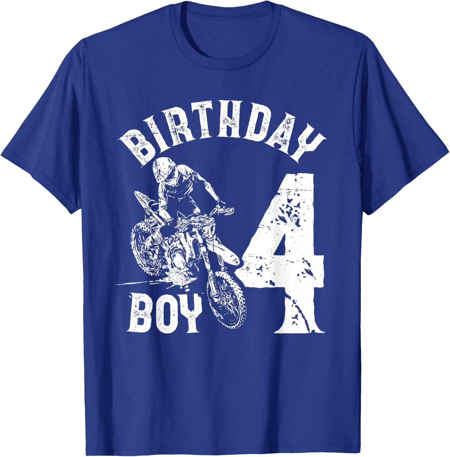 4 years old kid - Birthday boy - Dirt bike - Motorcycle T-Shirt - T-Shirt | Royal