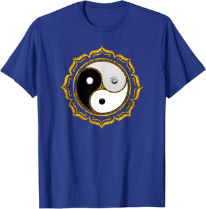 Triple Yin Yang, Lotus flower, Gankyil, Zen, Buddhism, Tao T-Shirt - T-Shirt | Royal