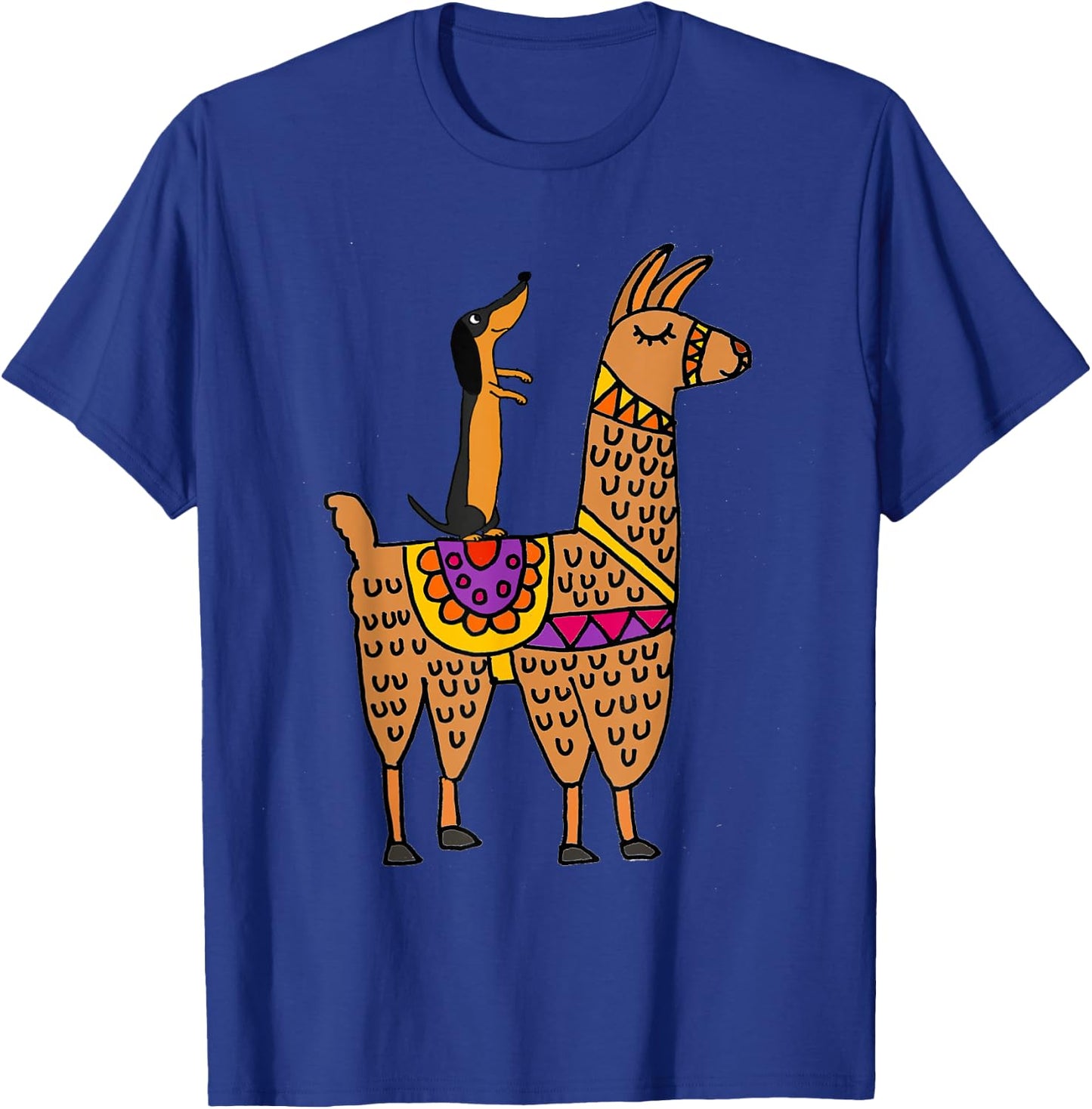SmileteesPets Cute Dachshund Dog Riding Llama T-Shirt - T-Shirt | Royal