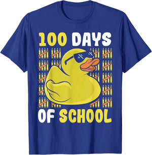 School Rubber Duckies 100 Days Of School Rubber Duck T-Shirt - T-Shirt | Royal