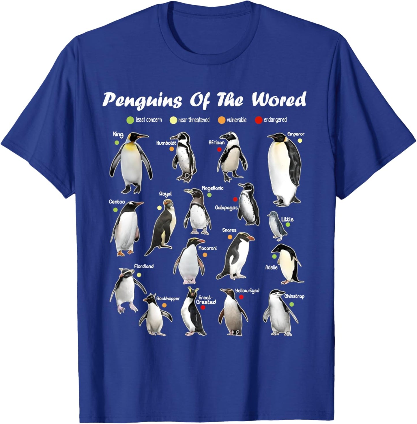 Funny Animals Graphic Penguins of the World Penguin Lover T-Shirt - T-Shirt | Royal