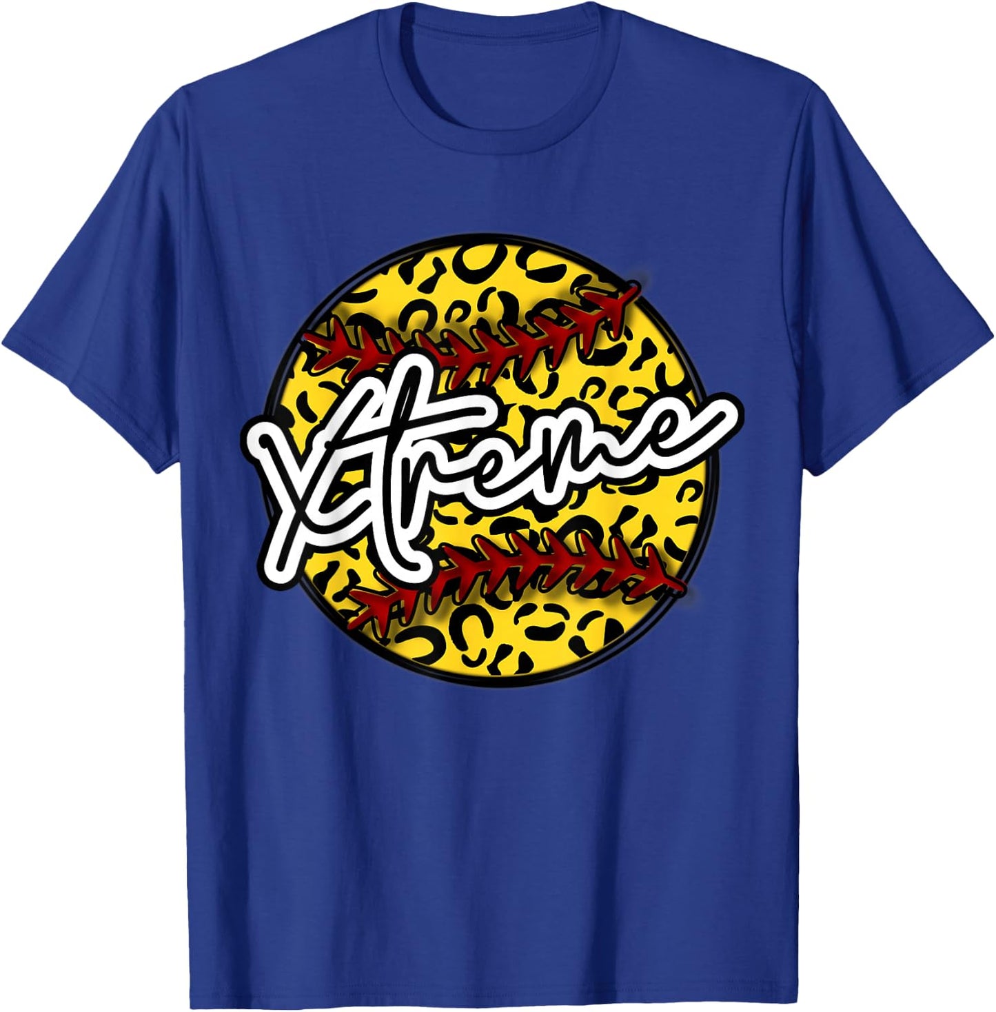 XTREME Leopard Cheetah Softball Team Trendy Cute Womans Top T-Shirt - T-Shirt | Royal