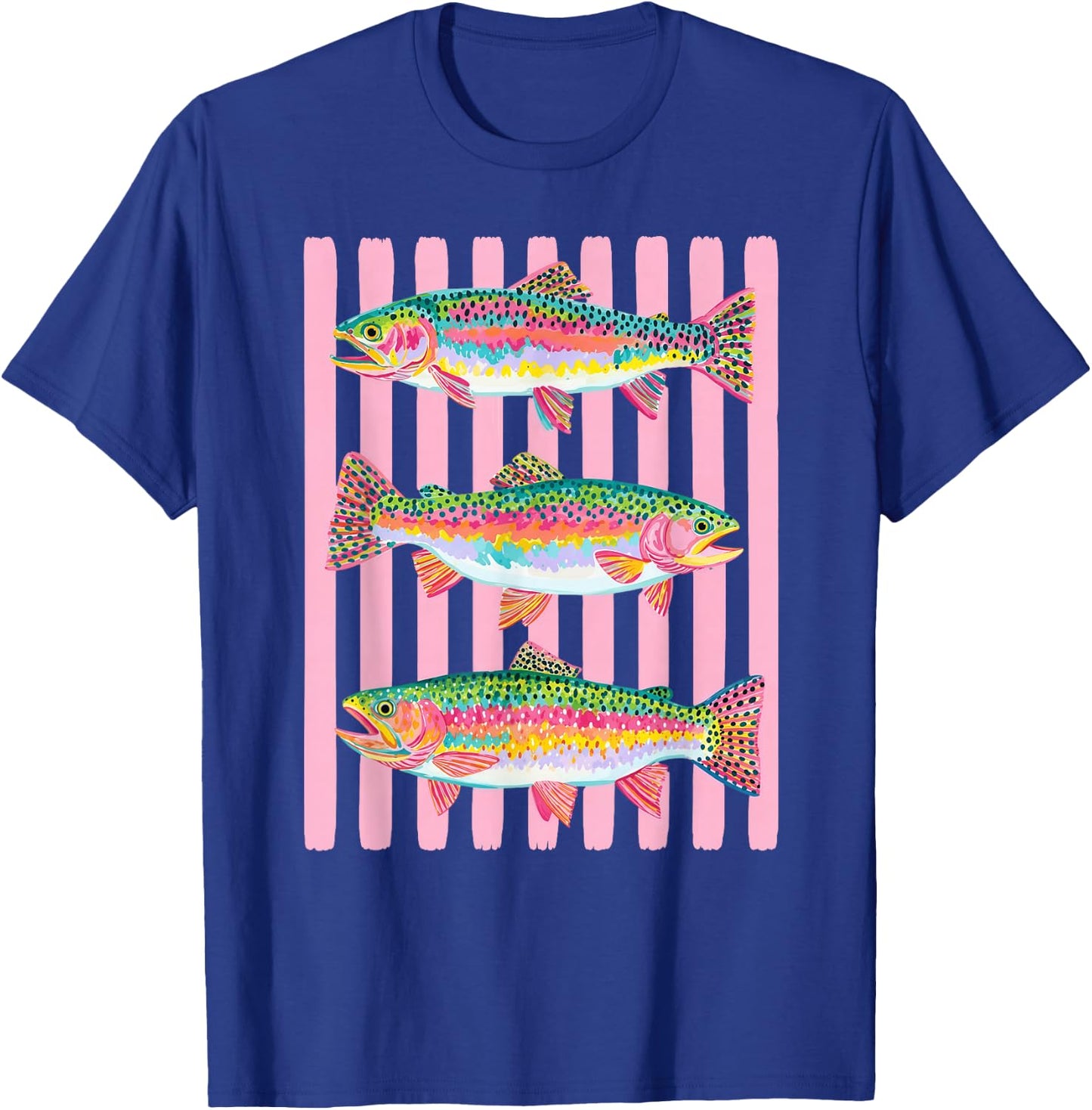 Colorful Rainbow Trout Preppy Summer Lake Life Fishing T-Shirt - T-Shirt | Royal