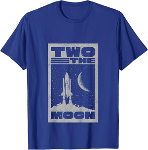Vintage Retro Two The Moon 2 Year Old 2nd Birthday Party T-Shirt - T-Shirt | Royal