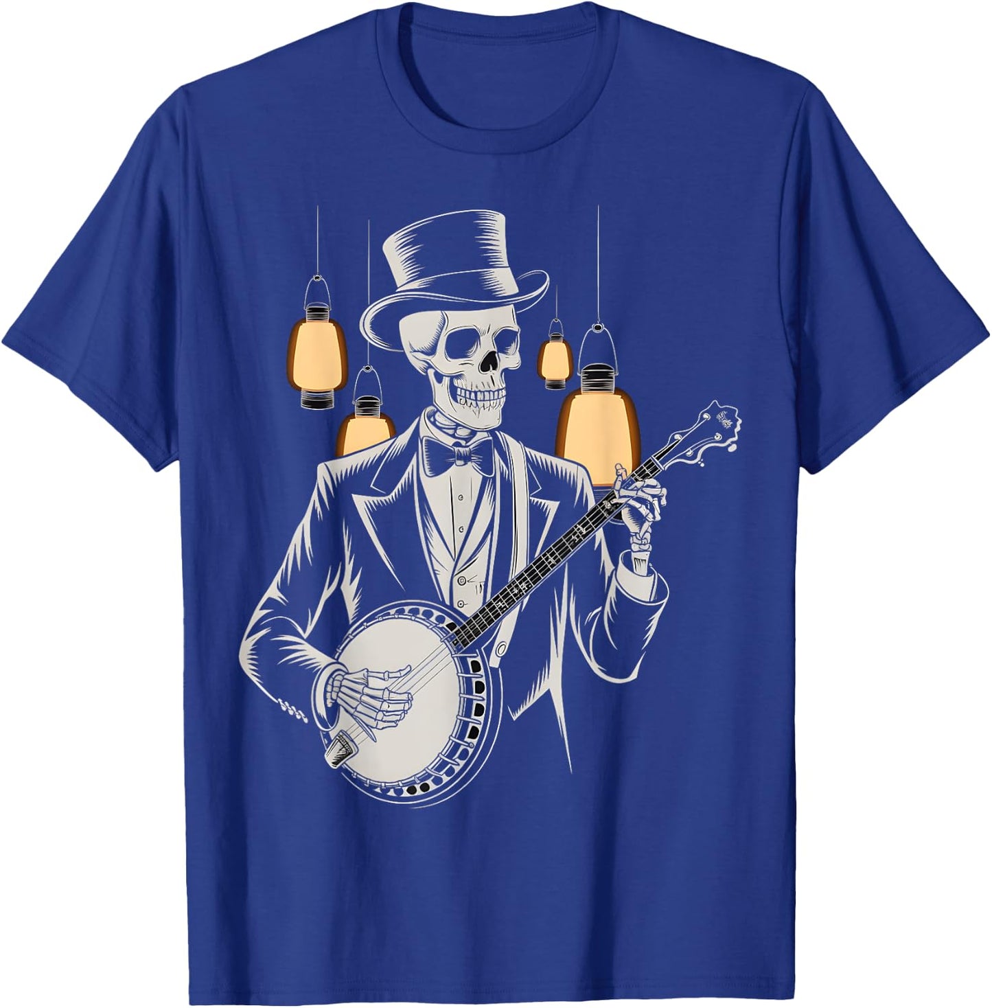 Skeleton Banjo Player Vintage T-Shirt - T-Shirt | Royal