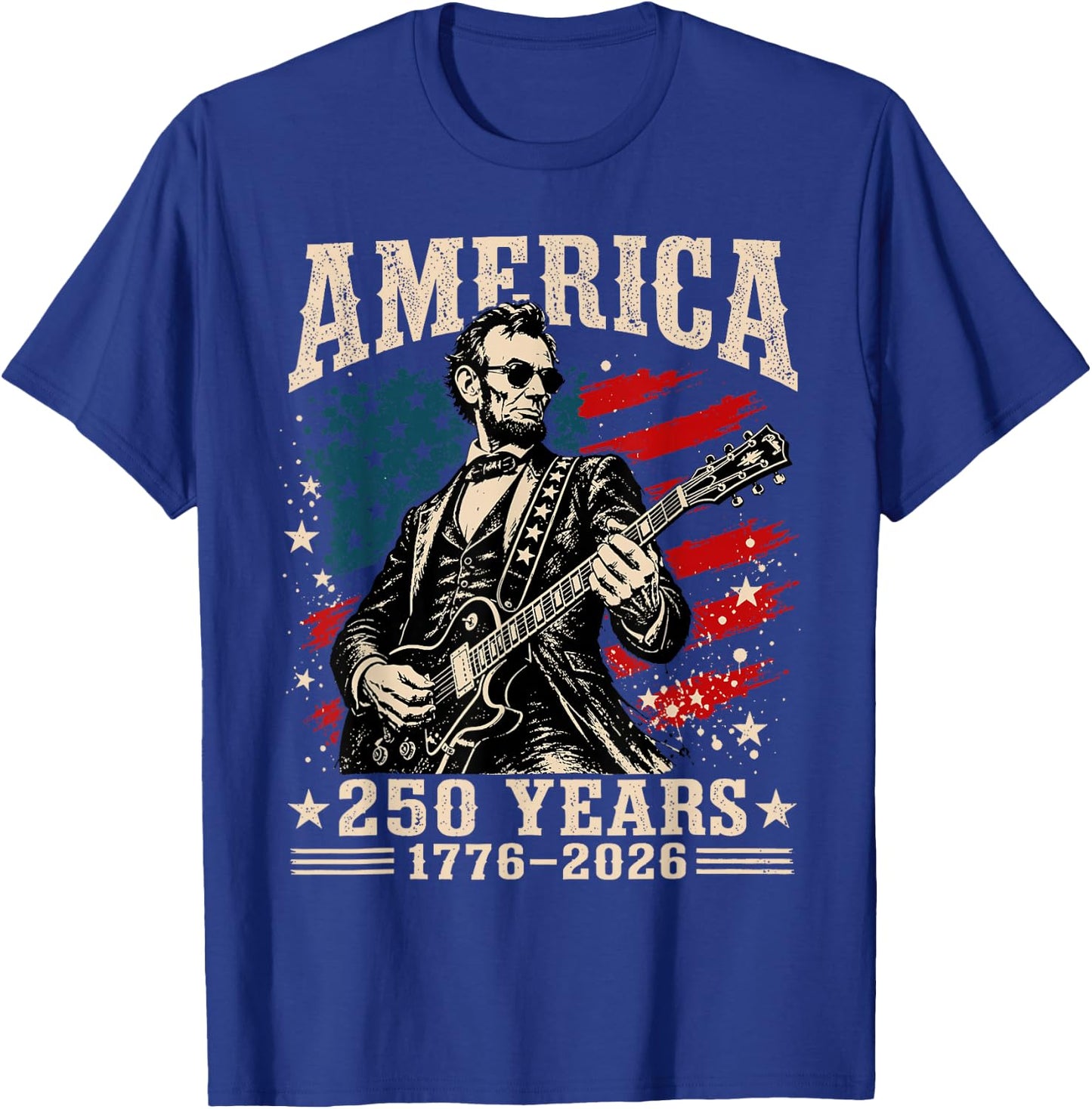 Vintage Abraham Lincoln Abe Lincoln Playing Guitar 250 Years T-Shirt - T-Shirt | Royal