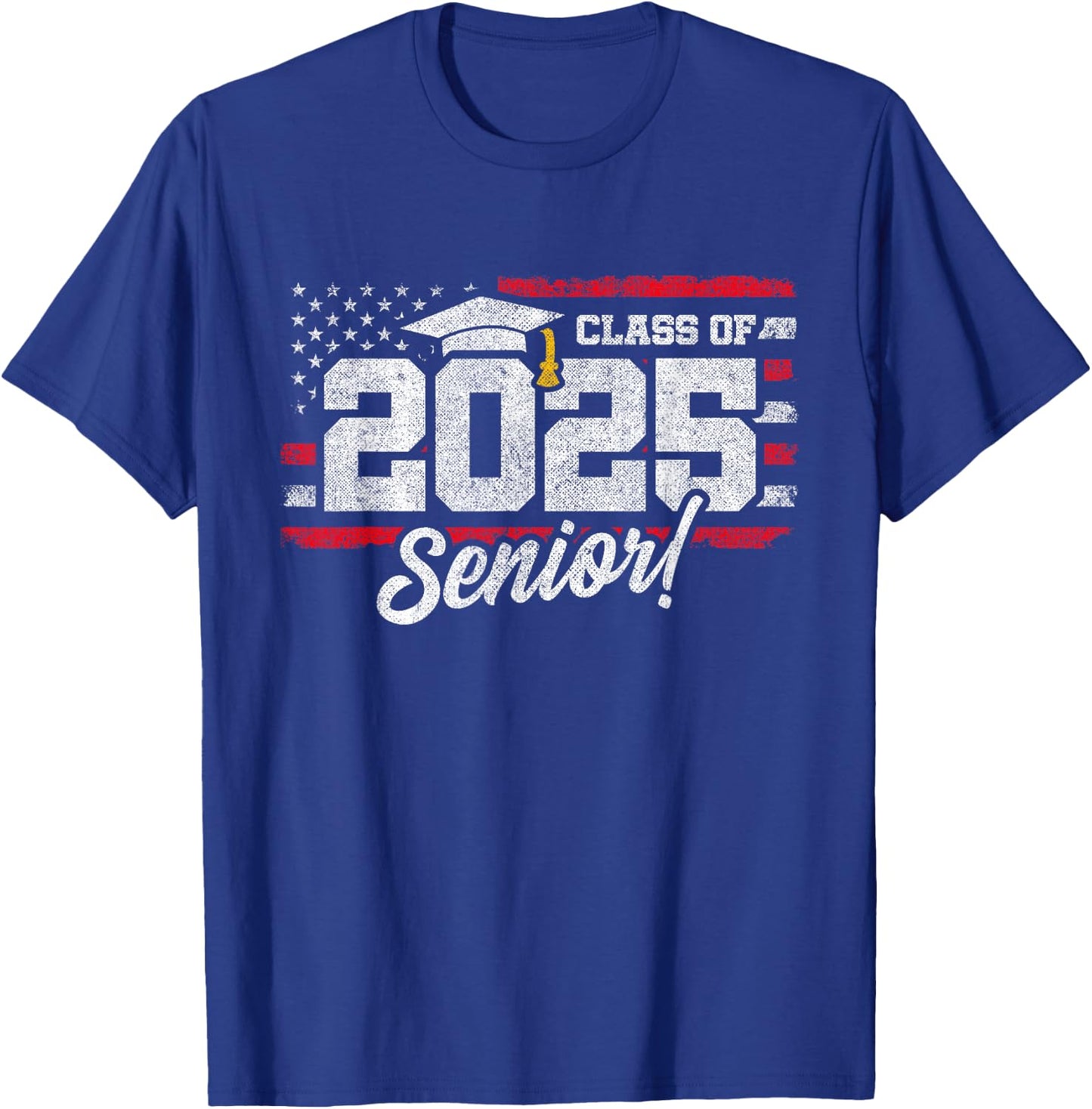 Class of 2025 Senior Graduation - American Flag Senior 2025 T-Shirt - T-Shirt | Royal