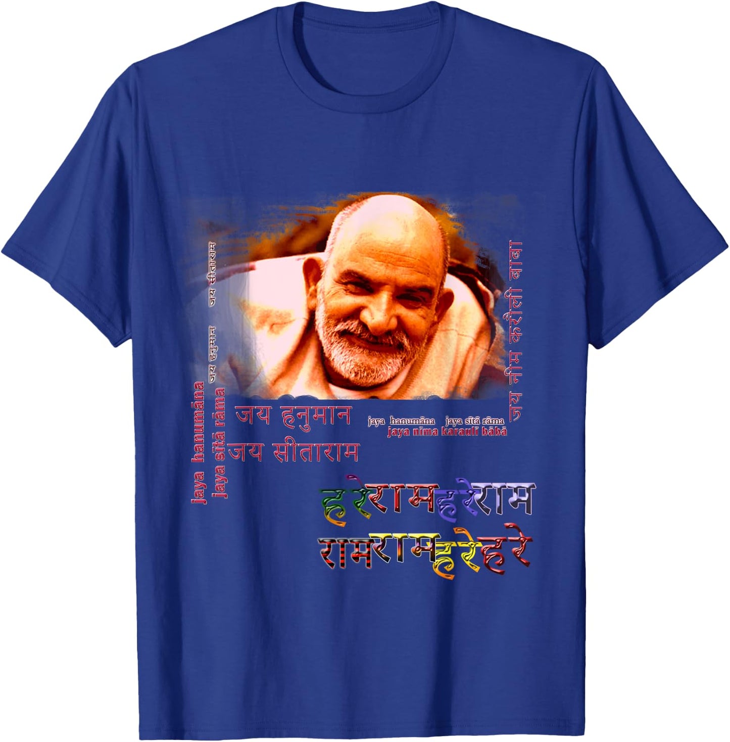 Baba Neem Karoli Maharaj with Hanuman Chalisa on Back T-Shirt - T-Shirt | Royal