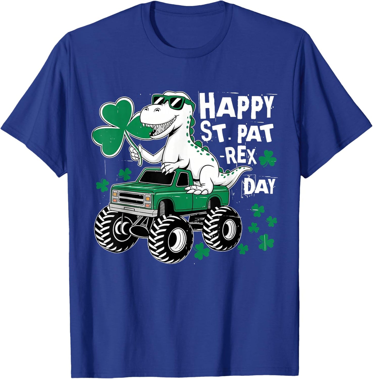 Monster Truck St Patricks Day Dinosaur Happy St Paddys Day T-Shirt - T-Shirt | Royal