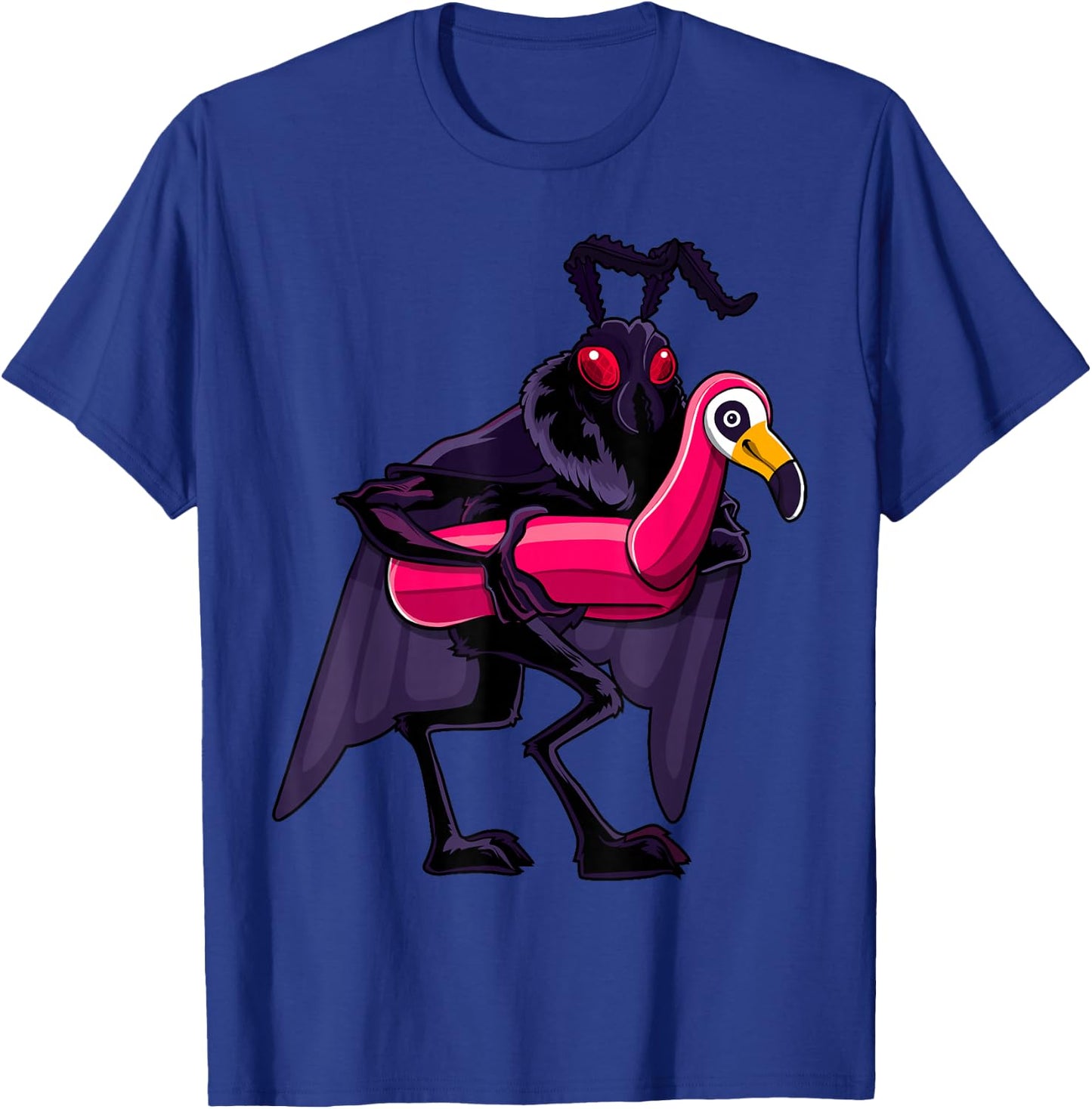 Mothman Pool Party Pink Float Flamingo Funny Cryptid Monster T-Shirt - T-Shirt | Royal
