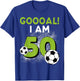 50th Birthday Soccer Theme 50Year Old B-Day Age Family Party T-Shirt - T-Shirt | Royal