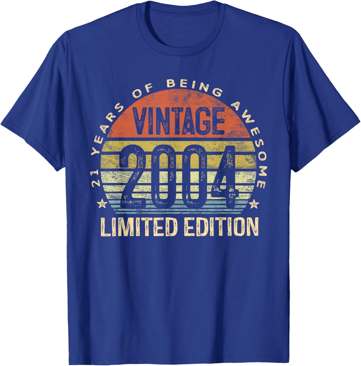 Vintage 2004 Limited Edition 21-Year-Old Gifts 21st Birthday T-Shirt - T-Shirt | Royal