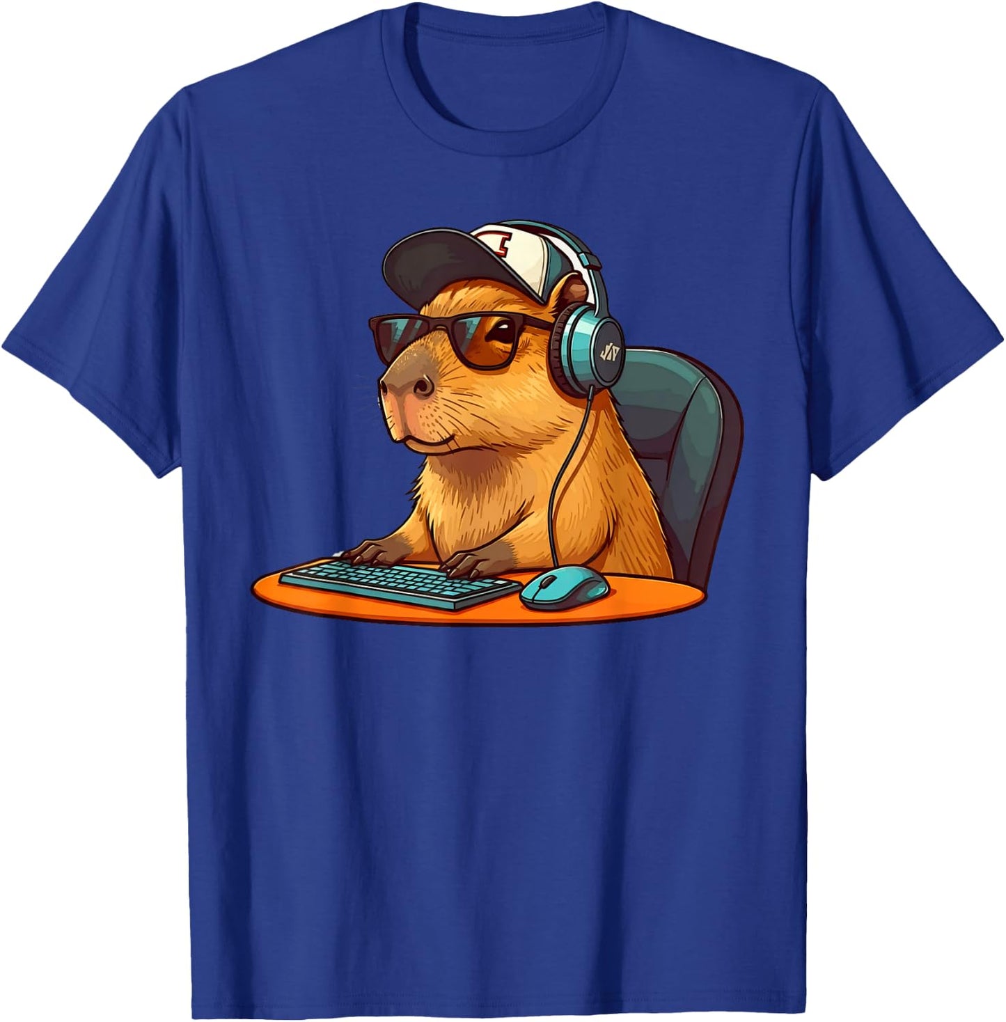 Capybara Video Games Funny Gaming Capy Men Teen Boys Kids T-Shirt - T-Shirt | Royal