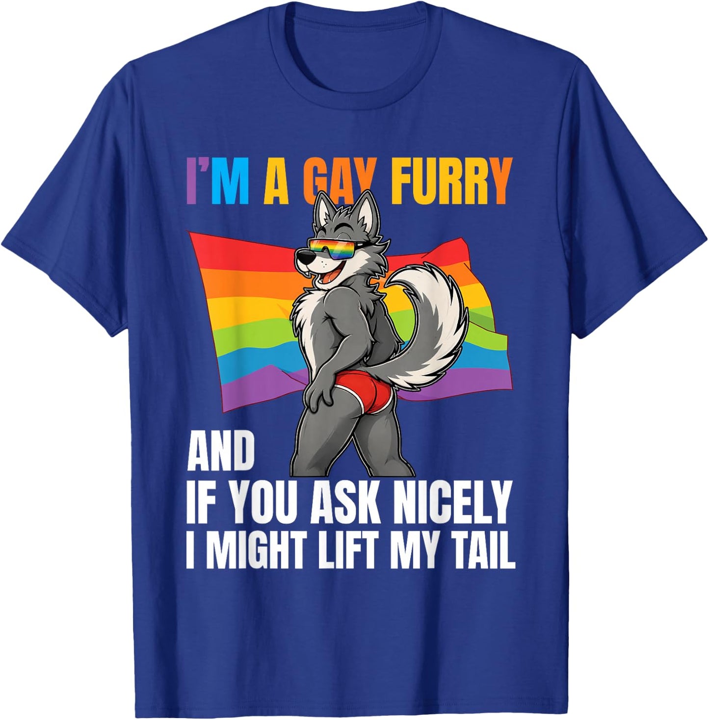 Lustiger Gay Furry Tail Pride Rainbow Queer Fox CSD Party LGBTQ T-Shirt - T-Shirt | Royal