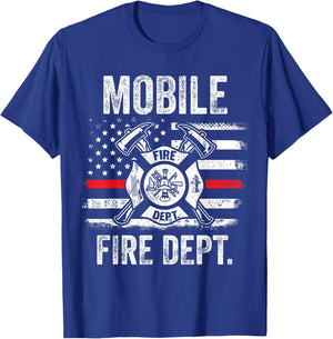 Mobile Alabama Fire Department Thin Red Line Fireman T-Shirt - T-Shirt | Royal