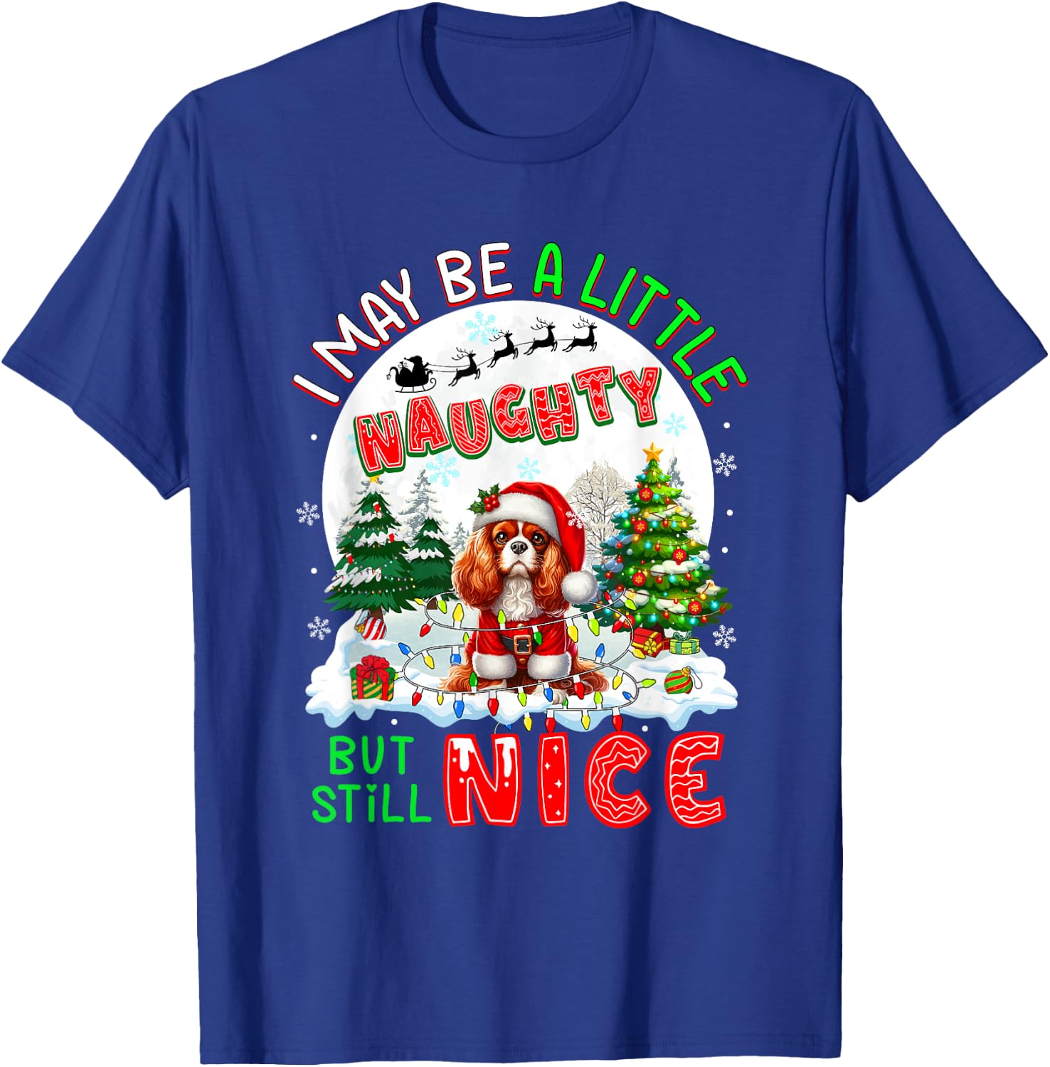 Little Naughty But Nice Xmas Cavalier King Charles Spaniel T-Shirt - T-Shirt | Royal