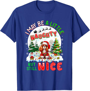 Little Naughty But Nice Xmas Cavalier King Charles Spaniel T-Shirt - T-Shirt | Royal