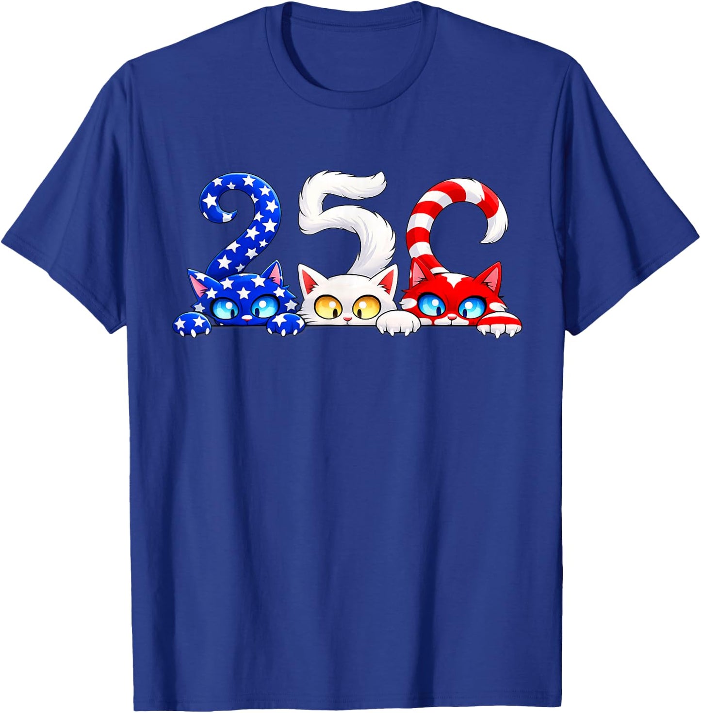 Cute Patriotic Cats 250th Independence Day 4th of July Women T-Shirt - T-Shirt | Royal