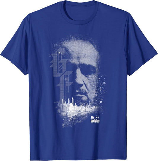 The Godfather Vito Corleone Head City Skyline Silhouette T-Shirt - T-Shirt | Royal