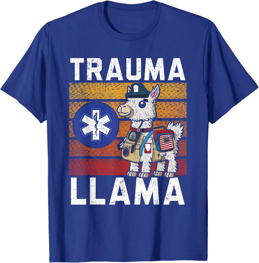 Trauma Llama Lover Healthcare EMT Paramedic T-Shirt - T-Shirt | Royal